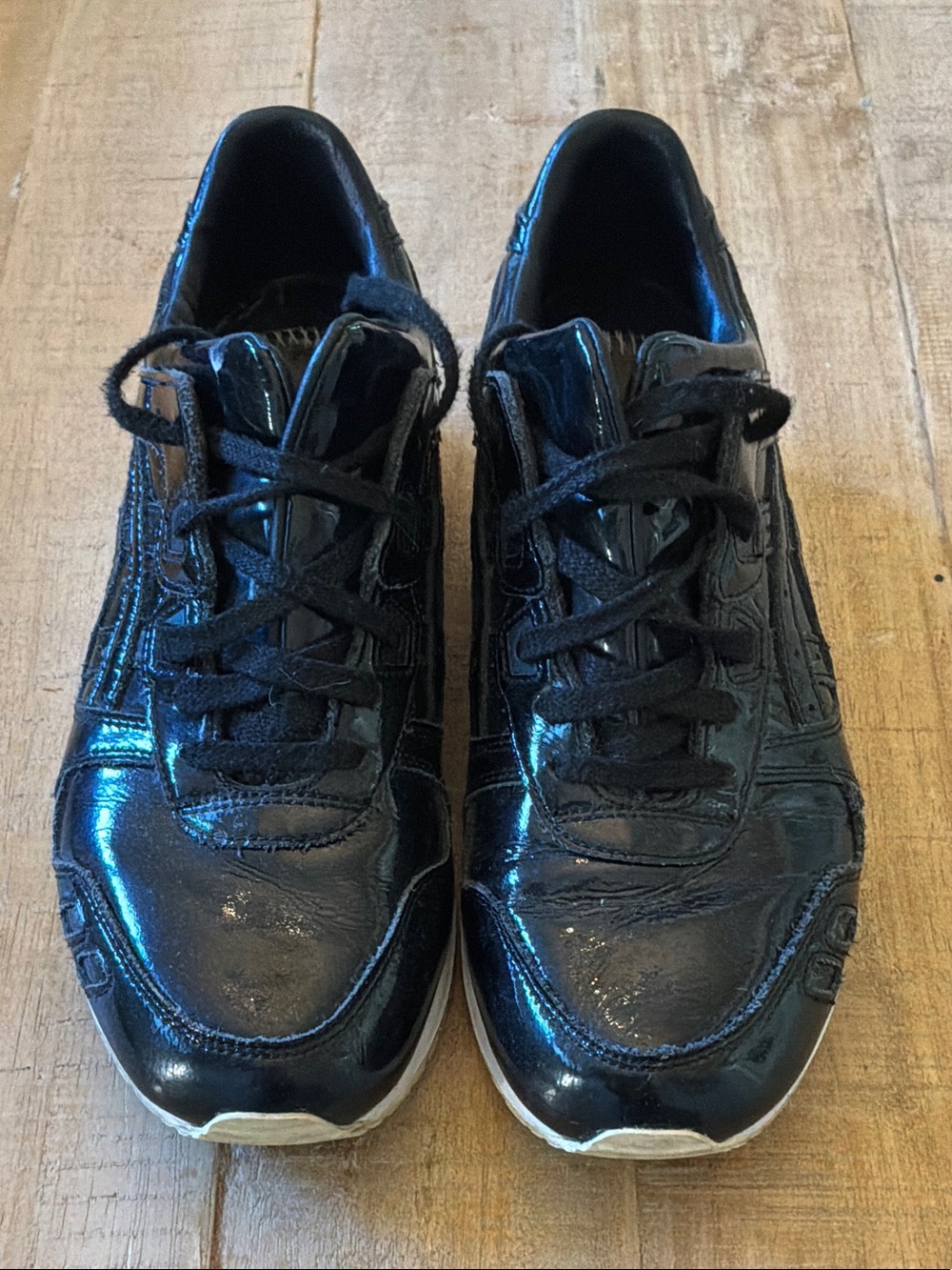 Asics Men's Black Patent Leather Low-Top Sneakers